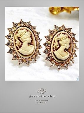 CAMEO Style | Classic Elegance | Ivory Lady | Rhinestone Embellished Earrings